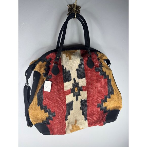 Free People Quick Trip Weekender Bag in Cowboy NWT Slouchy Woven - Picture 4 of 8
